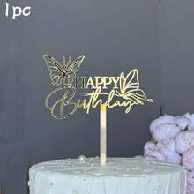 Conjunto de 3 peças para decoração de bolo de aniversário, decoração de bolo de aniversário, decoração de mesa de doces, toppers de bolo modernos com texto e flores, presentes para decoração de bolo de festa de aniversário, palitos decorativos para bolo, utensílios de confeitaria, decoração para bolos, artigos para bolos, utensílios de cozinha essenciais, presentes de Natal - multicolorido - Ver 15
