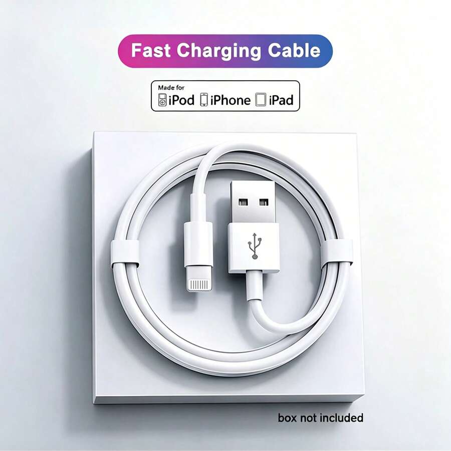 1/3/5pcs 100cm/3.3FT USB-A To Lightning Fast Charging Cable, Efficient Charging And Data Sync Data Cable, Compatible With IPhone 14/13/12/11/Pro/Pro Max/Mini/Xs Max/XR/X, - 白色 - 查看 1