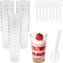 Bộ 20/40/100 chiếc cốc nhựa mini đựng tráng miệng 90ml (3oz), bát tráng miệng bằng nhựa tái sử dụng, cốc tròn đựng tráng miệng, khuôn bánh, thích hợp cho các món tráng miệng, bánh pudding, mousse, dã ngoại và tiệc tùng. - trong suốt - Xem 19