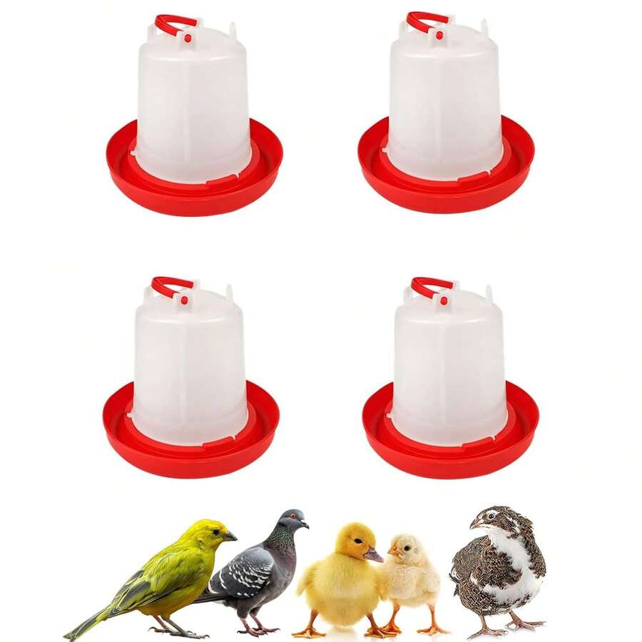 [Bình nước treo tiện dụng cho gà con] Bộ 1/4 bình nước treo tiện dụng cho gà con, dung tích 1.5L - Bình uống nước bằng nhựa bền chắc cho gia cầm, thích hợp cho trang trại và nông nghiệp đô thị.