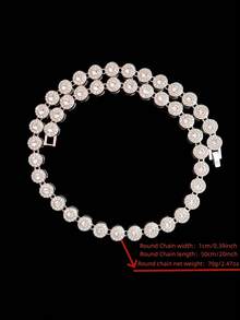 1件装女士嘻哈朋克心形圆链项链，镶满水钻，时尚优雅，适合日常佩戴或派对，情人节礼物，2种款式可选 - 銀色 - 查看 13