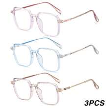 3 Stück modische Lesebrille für Frauen, klassisch minimalistischer großer Rahmen, einzigartiges elegantes Design, jugendliche Farbkombination, Geschenkset mit Vergrößerungsgläsern - Blau + Rosa + Tee - Übersicht 18