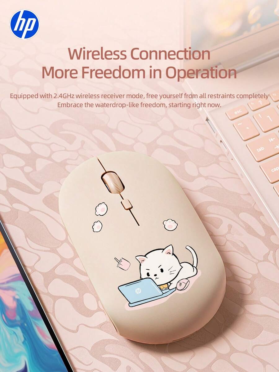 惠普无线静音鼠标，快速发货，电脑鼠标，游戏鼠标 - 符合人体工学的右手设计，可靠的 2.4GHz 连接 - 适用于台式机和笔记本电脑 - 查看 1