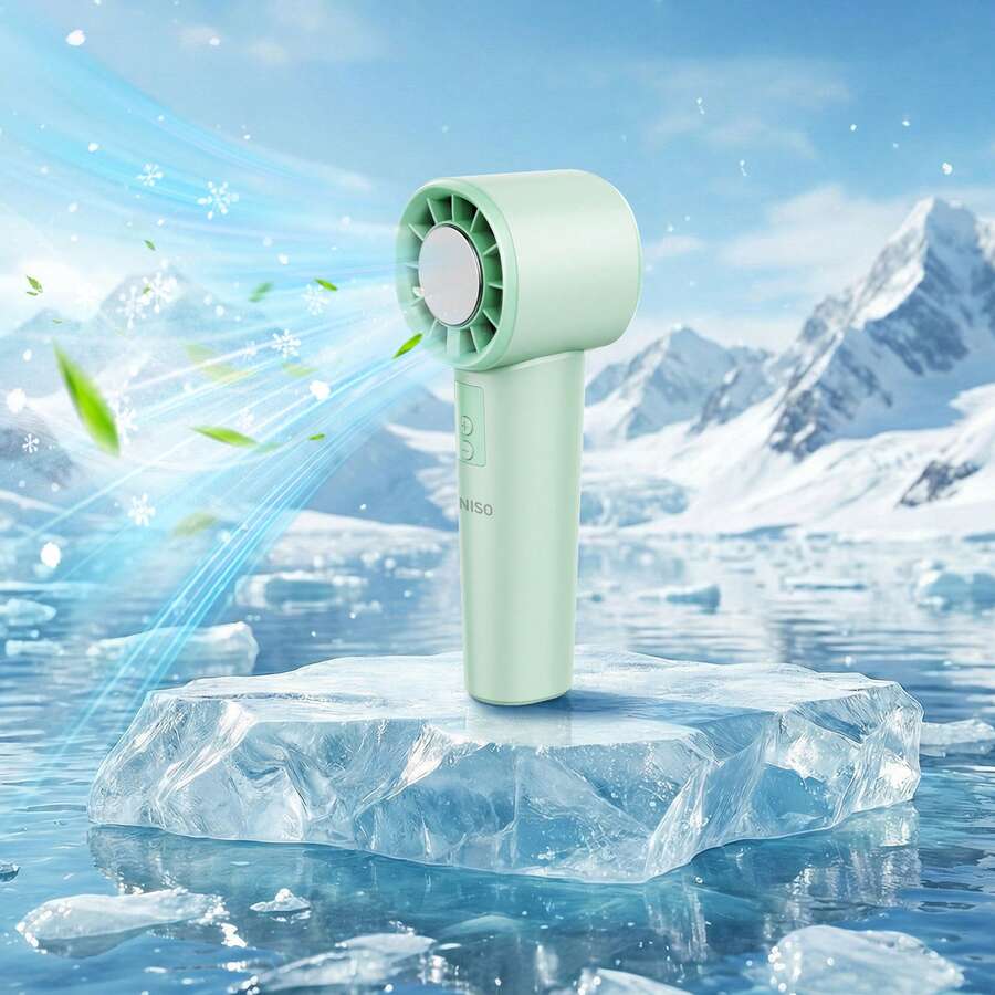 Miniso 名创优品手持式冰袋风扇，3000mAh可充电电池，1-120档可调风速，最高转速10100转/分钟 - 薄荷綠 - 查看 1