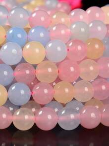 1 Strand Morganite Jade Beads Round Gemstone Loose Beads, Candy Jade Beads Smooth Round 6mm 8mm 10mm Gemstone Beads For Jewelry Making - Multicolor - View 6