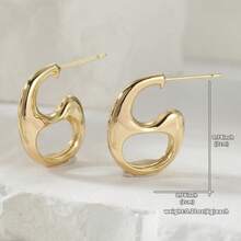 New Elegant Gold Geometric Earrings For Women, Perfect Birthday Gift, Fashionable Earrings Suitable For Daily Wear And Parties - Gold - View 6
