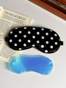 1pc Polka Dot Faux Silk Elastic Sleep Eye Mask - Multicolor - View 11