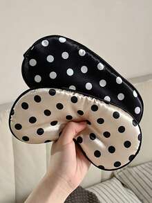 1pc Polka Dot Faux Silk Elastic Sleep Eye Mask - Multicolor - View 3