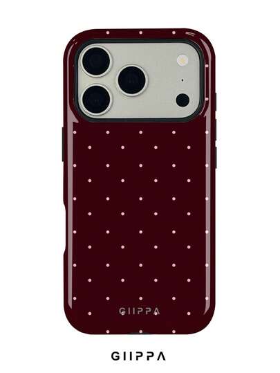 GIIPPA 1 Piece Burgundy Base With Pink Polka Dot Pattern Design Phone 17 Pro Max Case, Compatible With Phone 16 Pro Max, 15 Pro Max, 14 Pro Max, Korean Stylish And Interesting Phone Case, Fits 11/12/13/14/15/75 Pro Max Plus, Elegant Design Suitable For Both Men And Women, Ideal Gift For Girlfriend On Christmas, Valentine's Day, Easter, Wedding Season And Birthday