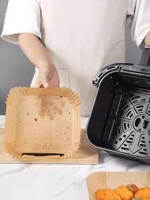 200张空气炸锅纸，内衬耐油防水空气炸锅纸篮碗，内衬6英寸100/50/25纸质空气炸锅衬垫，6英寸不粘方形烘焙纸，食用硅油纸，烤箱烧烤吸油纸，可重复使用，兼容大多数空气炸锅，情人节礼物，生日礼物，也是一份很棒的厨房礼物。 - 多色 - 查看 13