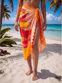 Women's Beach Sarongs Chiffon Floral Printed Pareo Swim Skirt Wraps Summer Bathing Suits Dropshipping Factory Supply - váy hoa màu hồng - Xem 1