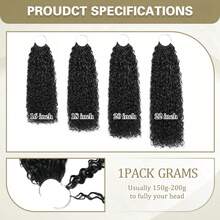 bling hair Feather Crochet Curly Knotless Pre-Separated Crochet Hair Extensions Micro Pre Looped Afro Kinky-Curly Human Crochet Hair 100% Human Hair Extensions Natural Color (Natural Black(50g), 16 Inch) - Natural Black - 查看 10