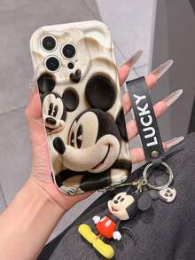 This Disney Mickey Mouse Lanyard Phone Case Is Fully Covered In TPU Material. It's Shockproof, Lightweight, And Compatible With IPhone17/16/11/13/15/15 Plus/15 Pro/15 Pro Max/12/14 Pro Max/11 Pro Max/12 Pro/12 Pro Max/13. This Phone Case Makes A Popular Birthday Gift Or Business Gift; It's Durable, Stain- And Fingerprint Resistant, And Suitable For Both Men And Women. The Set Also Includes A Mickey Mouse Phone Case And A Mickey Mouse Plush Bracelet. It's A Perfect Gift For Friends And Family. This Stylish Phone Case Is Fun, Lightweight, And Durable. IPhone17 Pro Max Phone Case, Minnie Mouse Phone Case. - White - View 3