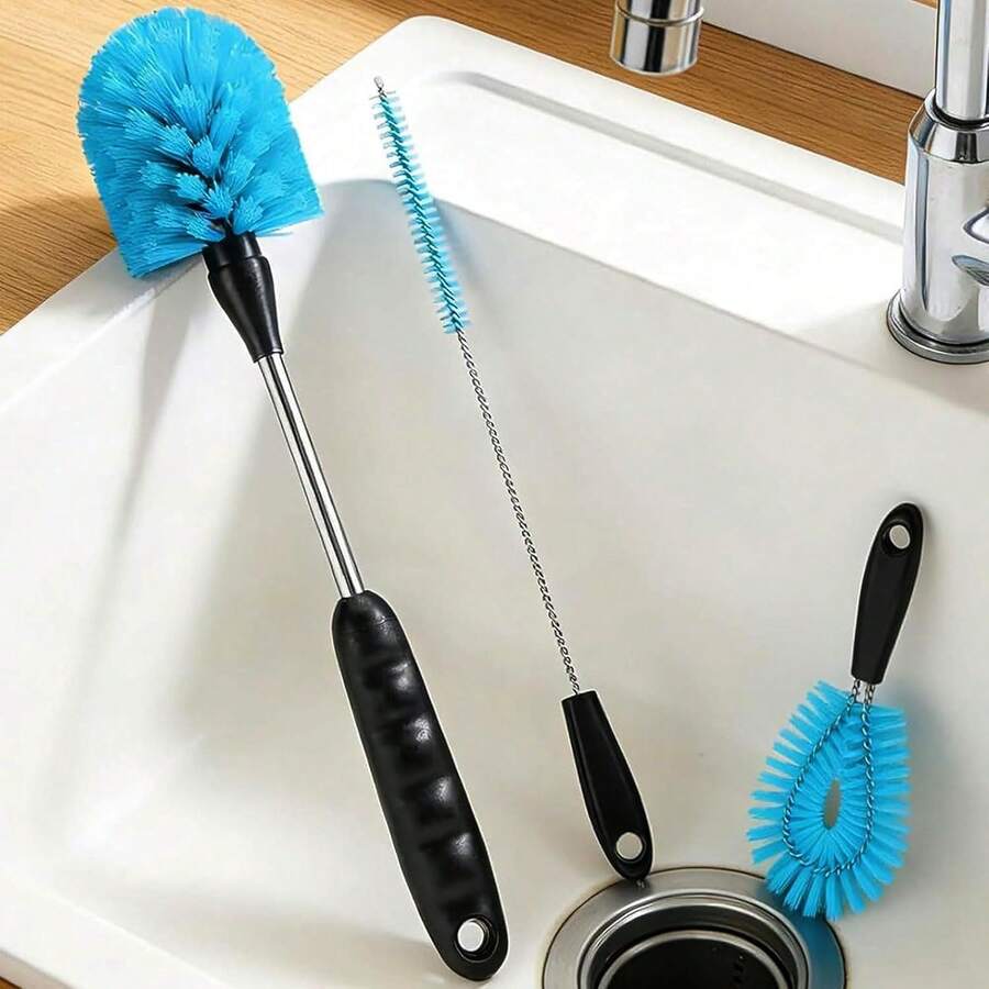 水瓶清洁刷，长柄瓶刷管清洁实验室套装，适用于清洁啤酒瓶、葡萄酒瓶、吸管、缝隙、婴儿奶瓶 - 均碼 - 查看 1