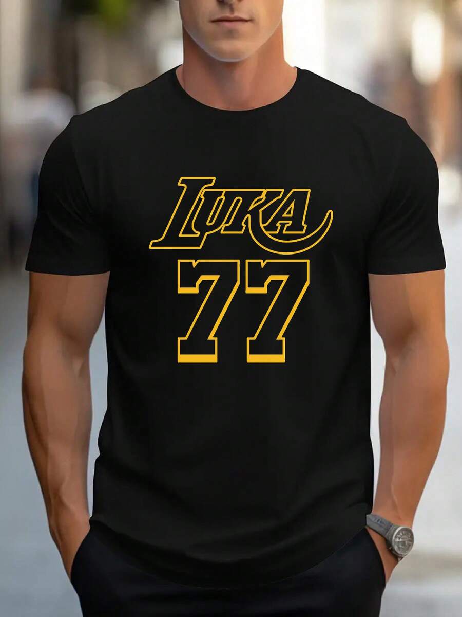 Camiseta Blanca Estilo Jersey de Baloncesto Luka 77 para Uso Casual y Eventos Deportivos - Negro - Ver 1