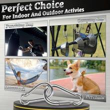 4pcs M8 Heavy Duty Outdoor Hanging Hooks With Spring Snap Clips, Suitable For Camping, Hammocks, Fishing, Camping Accessories Quick Link - 4pcs - View 3