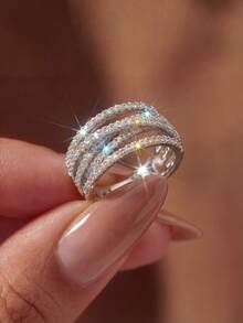 1pc Women's Pure Silver Criss-Cross Ring, Suitable For Valentine's Day/Birthday/Couple Gift, Can Be Stacked For DIY Romantic Thin Rings, Exquisite Jewelry Gift - Cross - View 4
