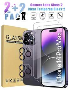 Shockproof Tempered Mobile Phone Screen Protector 4-In-1 Set Tempered Glass Screen Protector For IPhone 14 Pro Max, Includes 3 Screen Protectors And 3 Camera Lens Protectors, Compatible With IPhone 17 Pro Max/17 Pro/17/17 Air/16 Pro Max/16/16 Plus/15 Pro Max/15/14/13/12/11, Scratch-Resistant, High-Definition, Fits Perfectly With Phone Cases Mother's Day Gift - Clear - View 42