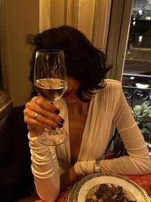 Women's Sexy White Fitted Mini Dress, Deep V-Neck Long Sleeve, Suitable For Party, Night Out, Knit Fabric - White - View 5