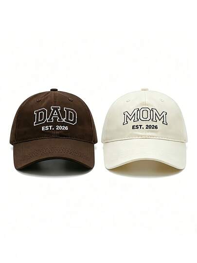 1pc MOM DAD Embroidered Couple Baseball Cap Men And Women Outdoor Sports Sun Hat Fashion Versatile Duck Tongue Hat