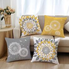 4 buc. fețe de pernă decorative cu model floral geometric și păpădie, material catifea moale cu aspect de piele de piersică, 45 * 45 cm, pentru decor de casă, dormitor, living, petrecere, canapea, cadou de sărbători (inserțiile de pernă nu sunt incluse) - Multicolor - Vizualizare 8