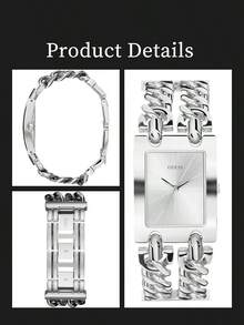 GUESS 现代金属质感女士腕表，银色不锈钢表带 W1117L1 - 銀色 - 查看 6