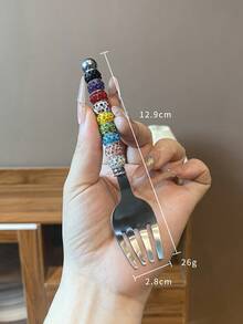 1pc/2pcs 304 Stainless Steel Creative Sweet Beaded Spoon, Dessert Spoon, Fruit Fork For Afternoon Tea, Restaurant, Home Party - Polymer Clay Beads - View 16