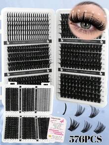 Bộ nối mi tự làm gồm 720/576 sợi mi giả riêng lẻ (kiểu D Curl + Spikes). Thông số hỗn hợp (10D+20D+30D+40D+50D+Spikes/60D+80D+100D+120D+150D+Spikes), bao gồm các sợi mi giả có độ dài hỗn hợp từ 8-16mm, dễ dàng tự nối tại nhà. Bộ mi giả, mi giả, mi giả trông như thật. - D - Xem 13