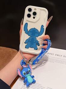 Disney Has Authorized, Phone Case - Chain Set, The Stitch Lilo & Stitch Phone Case Plus A Silicone 3D Or Fluffy Style Stitch Bracelet With Metallic Ring Removable Bracelet, Stitch And Angel Pattern, Compatible With Iphone 17/16/15/14/13/12/11/XS/XR/X Plus Pro Max, Wavy Design Phone Case For Girl, A Stylish Cartoon Summer Phone Case, The Perfect Gift Choice, Phone Protection, Durable Phone Cover, Great Gift For Friends And Family - 白色款式A - 查看 6