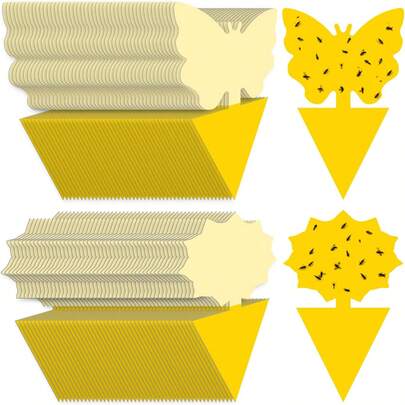 30 PCS Fruit Fly Traps Yellow Sticky Traps Fungus Gnat Traps Insect Bug Traps For Indoor Outdoor Kitchen Plants Whitefly Mosquitos Fungus Gnats Flying Insects