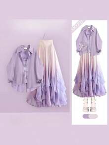 2026 Spring/Summer New Warm And Soft Wind Clothes Western Clothing Man Wave Wind Purple Anti-Bleaching Clothing - 淡紫色 - 查看 5