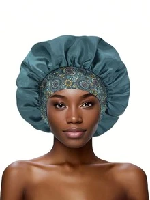1pc Bonnet Women For Sleeping Wide Brim Elastic Band Printe(Random Print Pattern) Boho - Solid Color Floral Hat - View 6