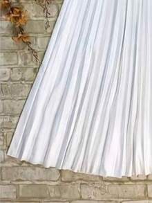 Long Pleated Skirt With Buckle Belt, Women's Fashion. - White - View 3
