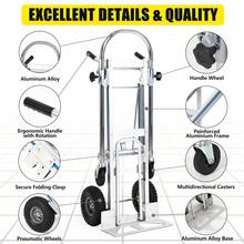 Carretilla manual convertible de alta resistencia y plataforma rodante – Carro de aluminio plegable 2 en 1 – Capacidad de 700 libras – 4 ruedas de goma – Mango telescópico – Ideal para almacén, manejo de materiales y mudanzas - triple - Ver 3