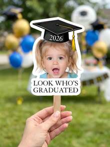 1pc Custom Graduation 2026 Big Heads On A Stick, Custom Photo And Text,Face On A Stick, Graduation Fan, Class Of 2026, Personalized Graduation Fan Handheld,Gift For Graduate - Multicolor - View 5