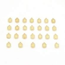 1件女士经典方形字母吊坠项链，金色不锈钢回形针链 - 金黃色 - 查看 4
