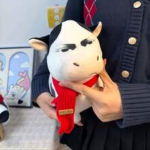 11.81英吋可愛黑白牛毛絨玩具－超柔軟蓬鬆，矽膠娃娃全矽膠身體，毛絨動漫公仔填充動物泰迪熊毛絨玩偶，辦公桌配件、房間裝飾、萬聖節 - 彩色 - 查看 8