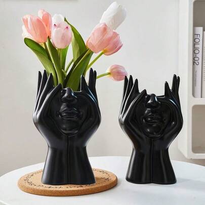 Artistic Female Face Vase, White Storage Bottle Decor, Modern Art Decorative Storage Bottle Center Piece, Suitable For Minimalist Style Desk Shelf, Living Room, Office, Bedroom, Modern Home Decor, Center Piece, Can Store Cosmetics, Makeup Brushes, Desktop Decor, Mother's Day Gift, Graduation Gift, Wedding Decor
