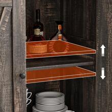 Aparador de entrada de estilo rústico – Bufé con estantes ajustables y 2 puertas tipo granero, mesa consola espaciosa para sala de estar, cocina, comedor, barra de café – Mueble clásico de acento - Gris Oscuro - Ver 5