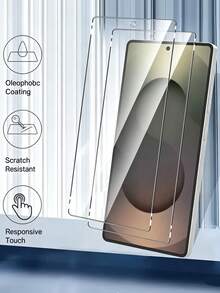 Luxury Android Tempered Glass Screen Protector 2pcs/Set High Definition Fingerprint Unlock Screen Protector Compatible With Samsung Galaxy S21/S22/S23/S24/S25/S26/FE/Plus/Ultra/Plus/Edge Series. High-Clarity, Protection, Made Of Premium Glass Material. Smartphone Screen Protector, Suitable For Tech Enthusiasts. 9H Tempered Glass, Phone Accessories, Can Be Used With Phone Cases, A Great Mother's Day Gift For Family And Friends. - Clear - View 2