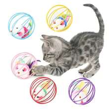 Random Color & Style Plush Tumbling Mouse Cat Toy, Feather Wand Pet Interactive Toy - Multicolor - View 9