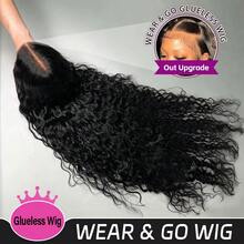 Wear And Go Glueless Human Hair Wig 13x4 HD New Upgraded No Glue Deep Wave Lace Front Wigs Human Hair Pre Plucked Wet And Wavy Lace Front Wig Human Hair For Women With Baby Hair Natural Black Color - Natural Black - Xem 1