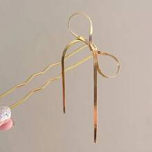 1 pieza Pinza de pelo en forma de U con lazo de metal, diseño hueco de unicolor, decoración de fiesta, regalo para amigos - Multicolor - Ver 10