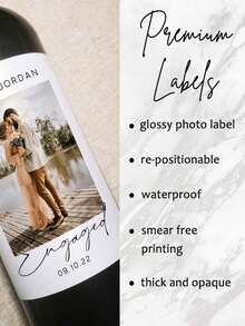 Customizable Photo And Text Wine Bottle Stickers, Providing 4 Sizes Suitable For Different Bottle Types, Personalized Photo Wine Bottles, Personalized Photo And Text Wine Bottle Stickers, Custom Wedding Style Stickers - Multicolor - View 8