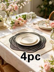 1/4/6pcs Rose Flower PVC Gold Foil Placemats & Coasters, Suitable For Home Dining Table Decor, Tea Cup Heat Insulation Pads, Protect Tabletop, Home Kitchen Tea House Coasters, Minimalist Style Coaster Holders, Wedding Valentine's Day Holiday Party Coasters - Multicolor - View 16