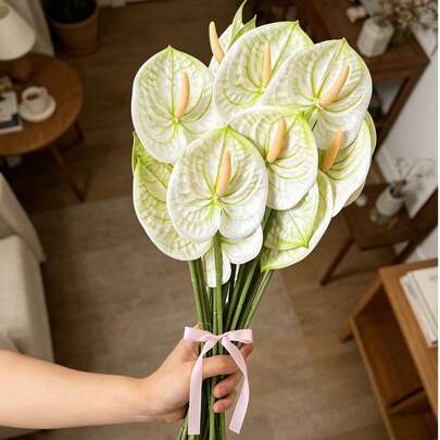 1/3/5 Pieces Per Pack, High-Grade Material Anthurium (Green), Soft PVC Material, Flexible Shape For Easy Storage, Very Suitable For Home Decoration, Office Decoration, Party Decoration, Desktop Decoration, Vase Decoration, DIY Flower Arrangement, Etc.