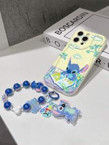 Disney Has Authorized, Phone Case - Chain Set, The Stitch Lilo & Stitch Phone Case Plus A Silicone 3D Or Fluffy Style Stitch Bracelet With Metallic Ring Removable Bracelet, Stitch And Angel Pattern, Compatible With Iphone 17/16/15/14/13/12/11/XS/XR/X Plus Pro Max, Wavy Design Phone Case For Girl, A Stylish Cartoon Summer Phone Case, The Perfect Gift Choice, Phone Protection, Durable Phone Cover, Great Gift For Friends And Family - 白色款式B - 查看 6