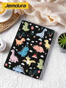1pc Cute Dinosaur Pattern Tablet Protective Case, Black Background, Shockproof, With Pen Slot, Sleep/Wake Support, Compatible With Samsung, And IPad - Multicolor - View 3