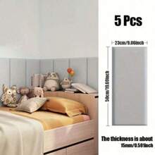 5 Packs 3D Self-Adhesive Wall Panels, Thickened Anti-Collision Peel And Stick Backrest, Bedroom Double Bed Headboard, Home Decor - Soft Pack - View 15