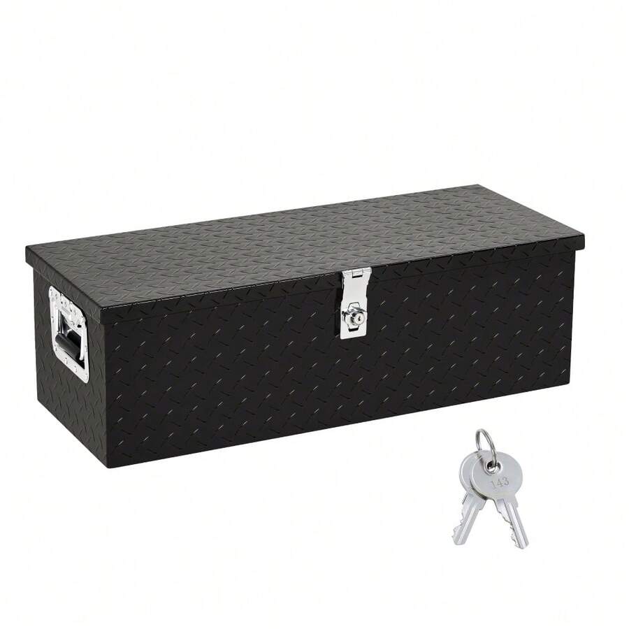 Caja de herramientas de aluminio resistente para cama de camión de 48" con cajón – Baúl de almacenamiento con placa de diamante con cerradura – Caja de herramientas impermeable con palancas hidráulicas dobles, asas laterales para camioneta, remolque, casa rodante, almacén - A - Ver 1